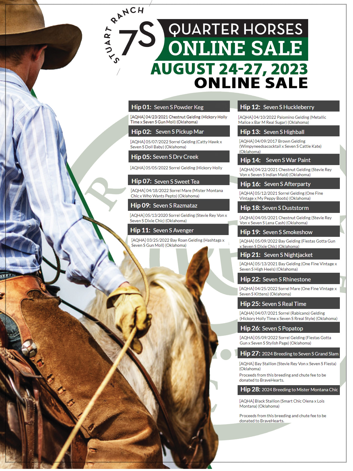 Event Ad for Stuart Ranch Quarter Horses Online Sale