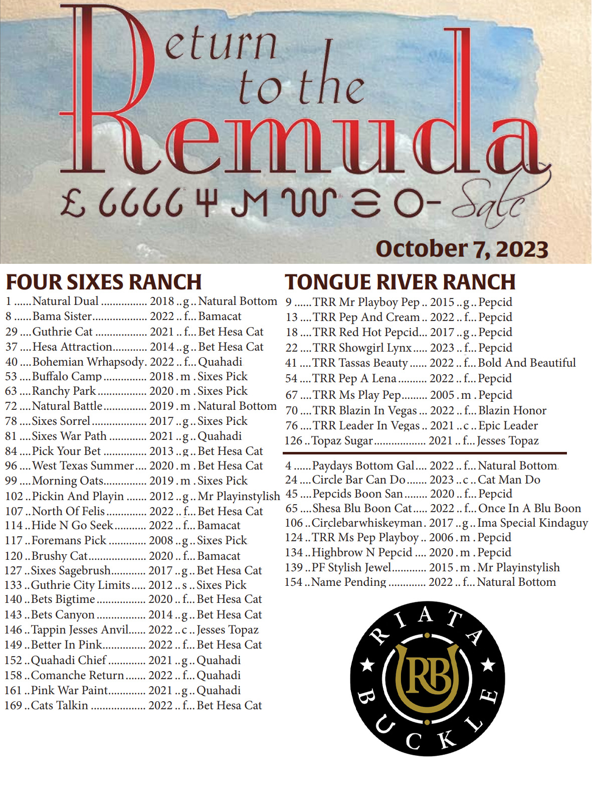 Event Ad for Return to the Remuda Sale