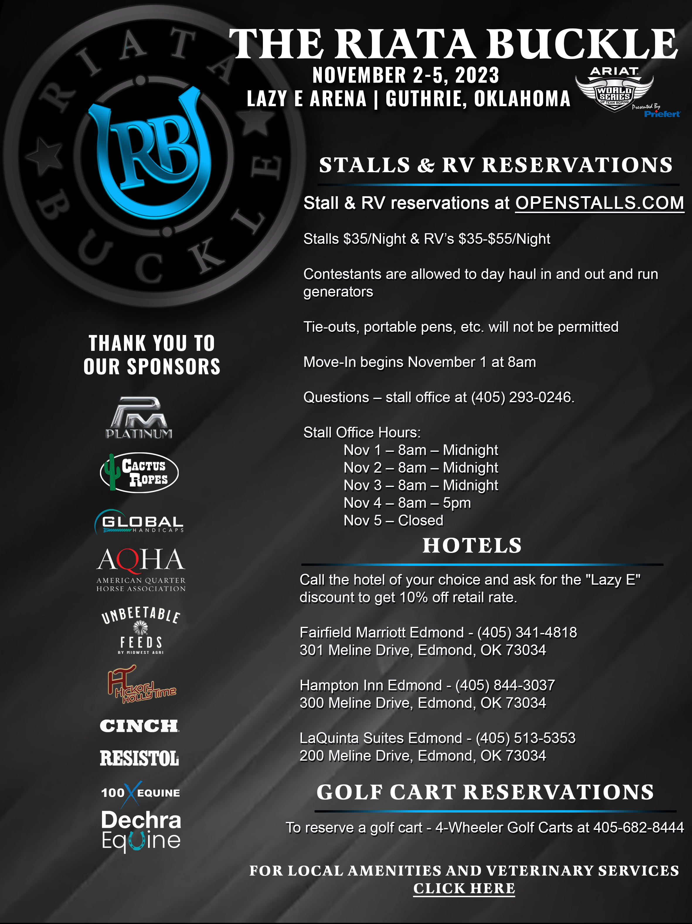 Event Ad for The Riata Buckle Accommodations