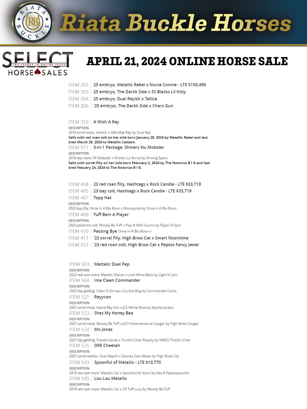 Event Ad for The Select Online Sale