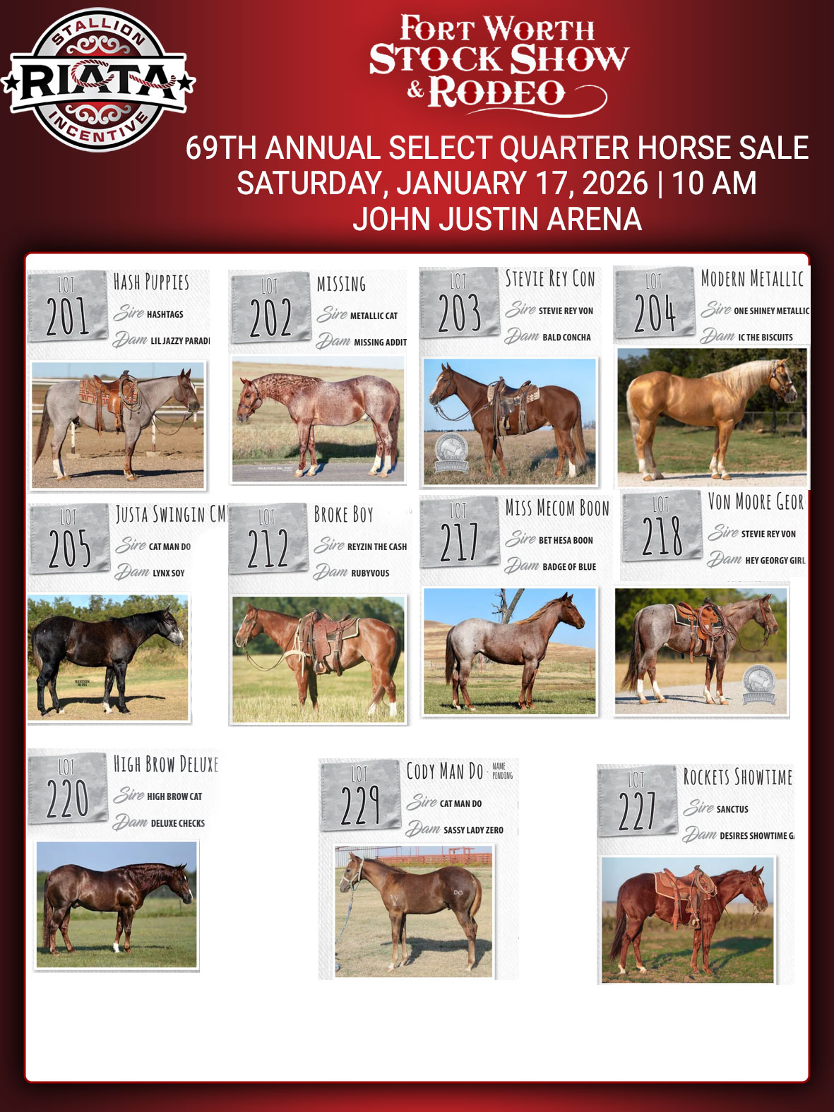 Event Ad for 69th Annual Select QH Sale