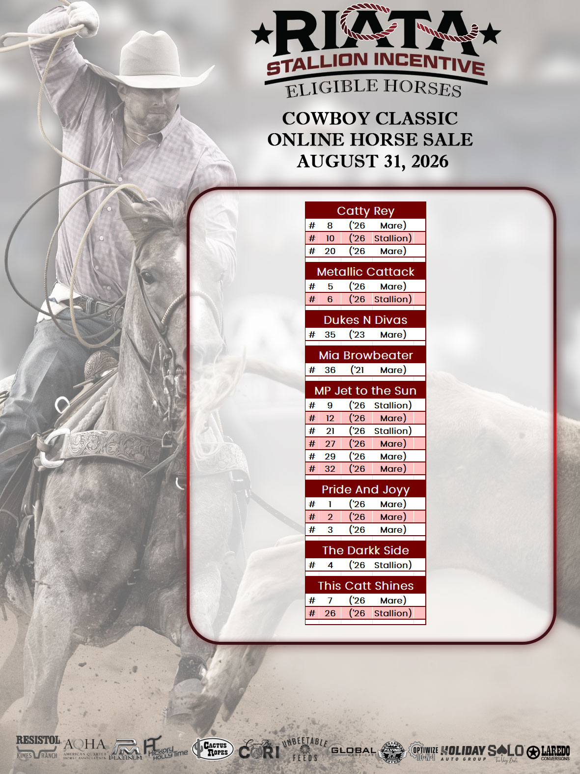 Event Ad for Fourth Annual Cowboy Classic Horse Sale Auction